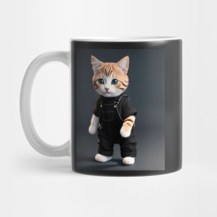 Cat Wearing Overalls - Modern Digital Art Mug